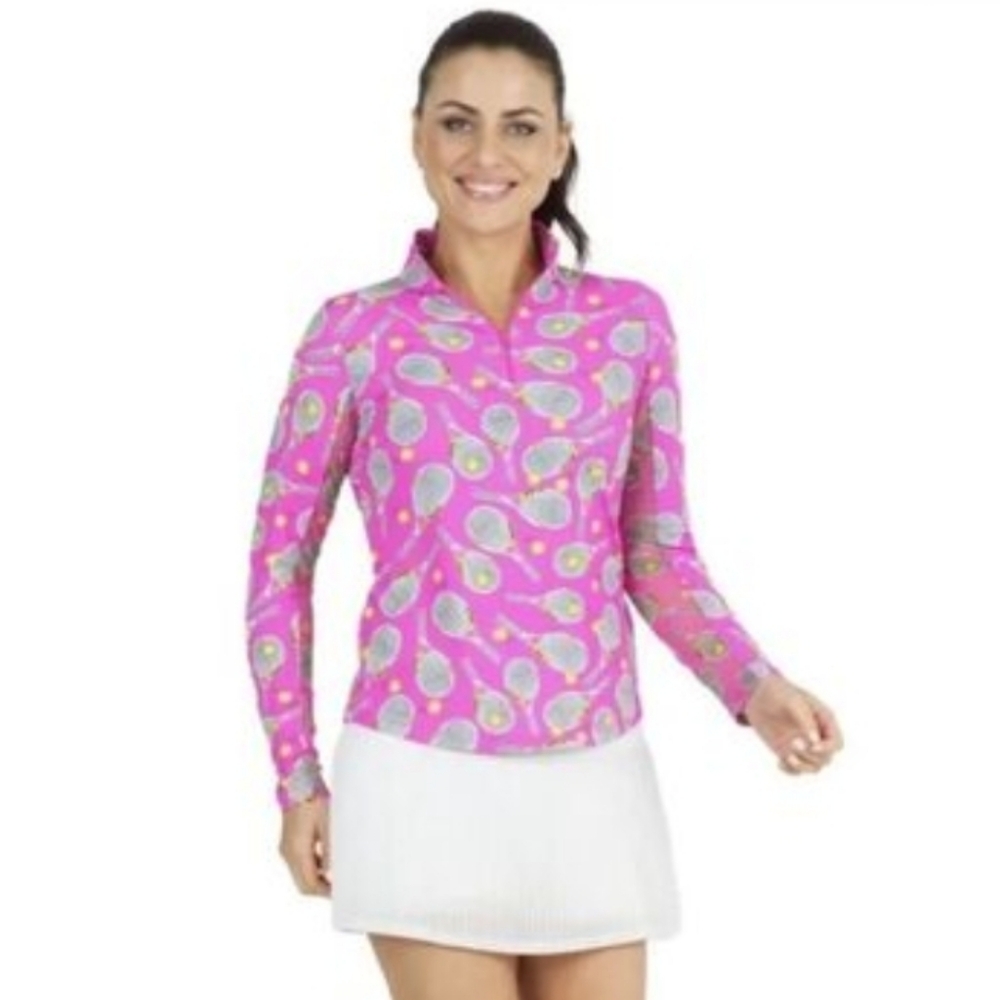 Ibkul Zip Mock Venus Hot Pink Extra Small